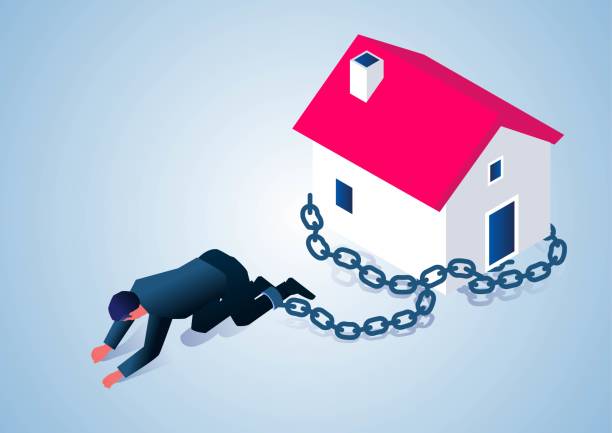 Breaking Free: Escaping the 'Mortgage Prison' - Illustration of a person breaking free from house-shaped chains, symbolizing financial liberation