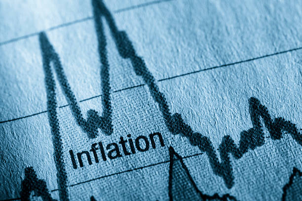 A close-up of a financial chart displaying the word "Inflation" with fluctuating lines, symbolizing the rise and impact of inflation on the economy.