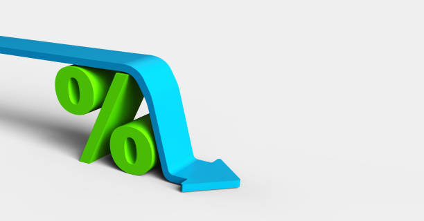 Arrow pointing downward above the interest rate symbol, symbolizing the recent interest rate cut by the RBA.